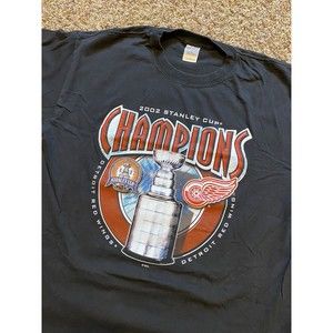 Vintage 2002 Detroit Red Wings Hockey Stanley Cup Champions Shirt Size XL